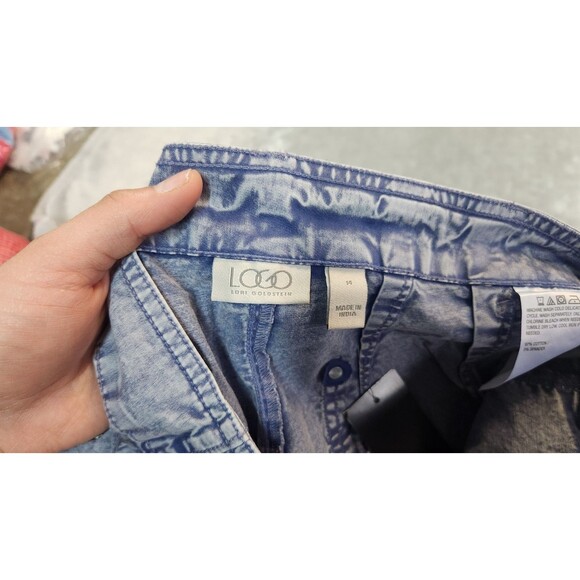 LOGO by Lori Goldstein Women's 14 Blue Indigo Regular Full Length Utility Pants - Picture 3 of 9